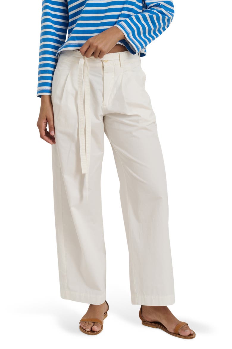 Ina Pleat Cotton Twill Drawstrings Pants, Main, color, WHITE
