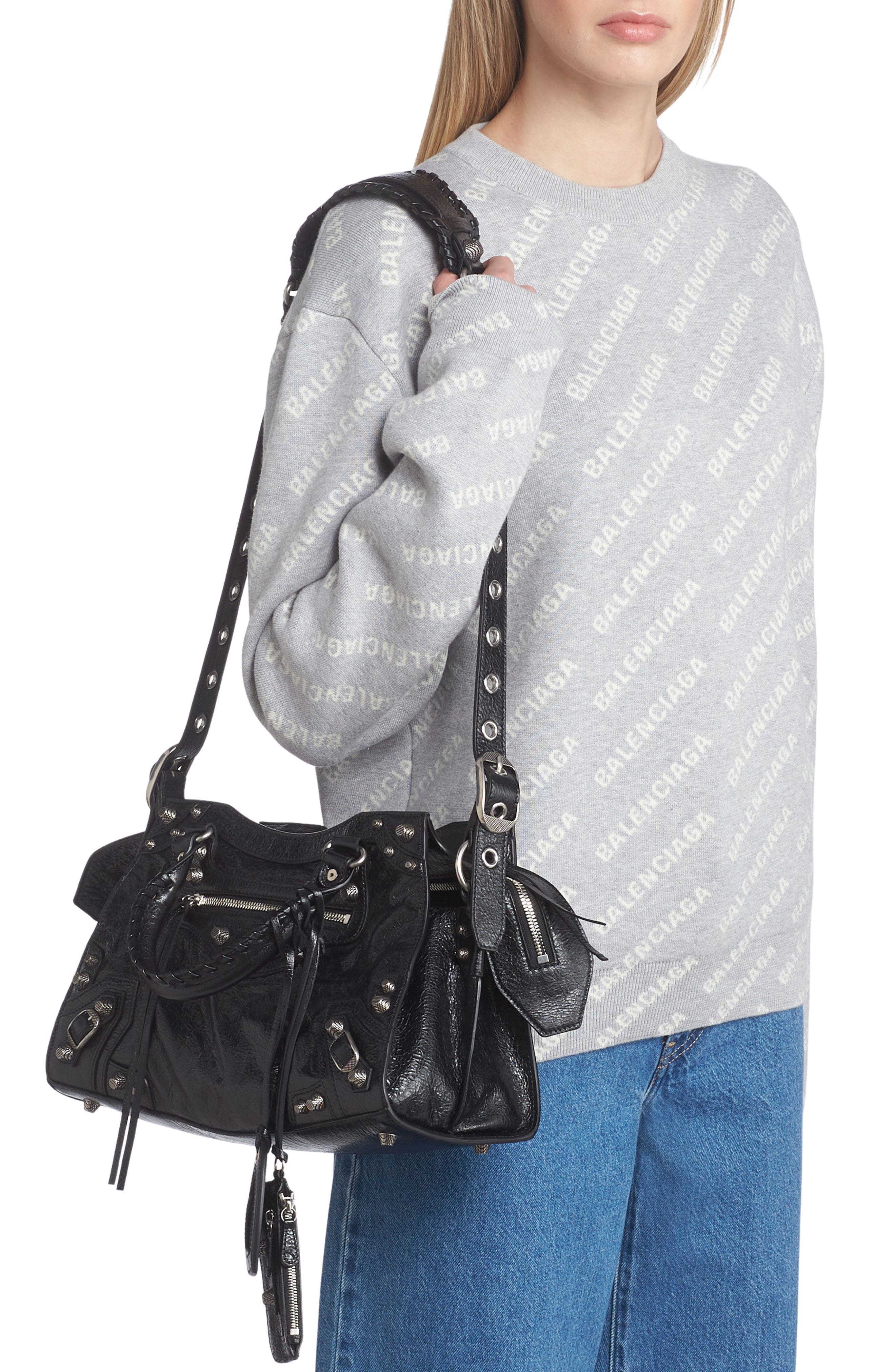 Balenciaga Small Neo Cagole Leather Shoulder Bag, Alternate, color, 