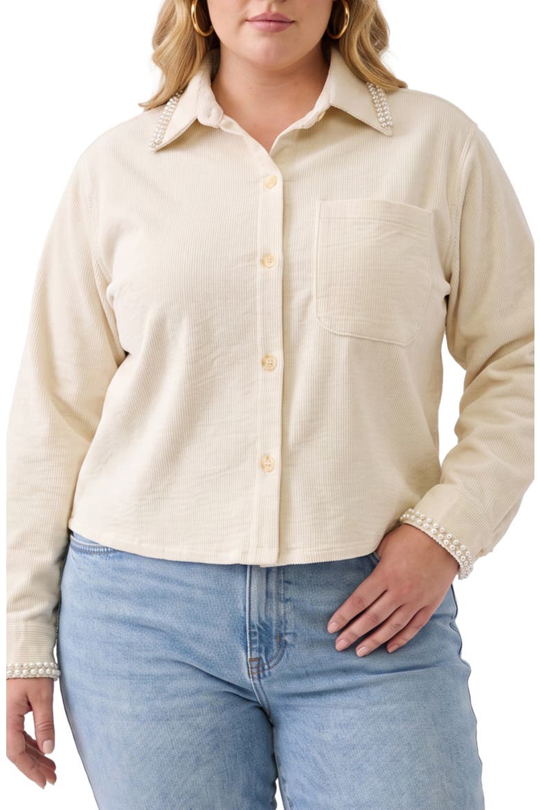 Embellished Corduroy Shirt, Main, color, BONE