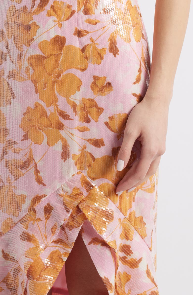 Hutch Ruched Bodice Ruffle Sequin Maxi Dress, Alternate, color, 