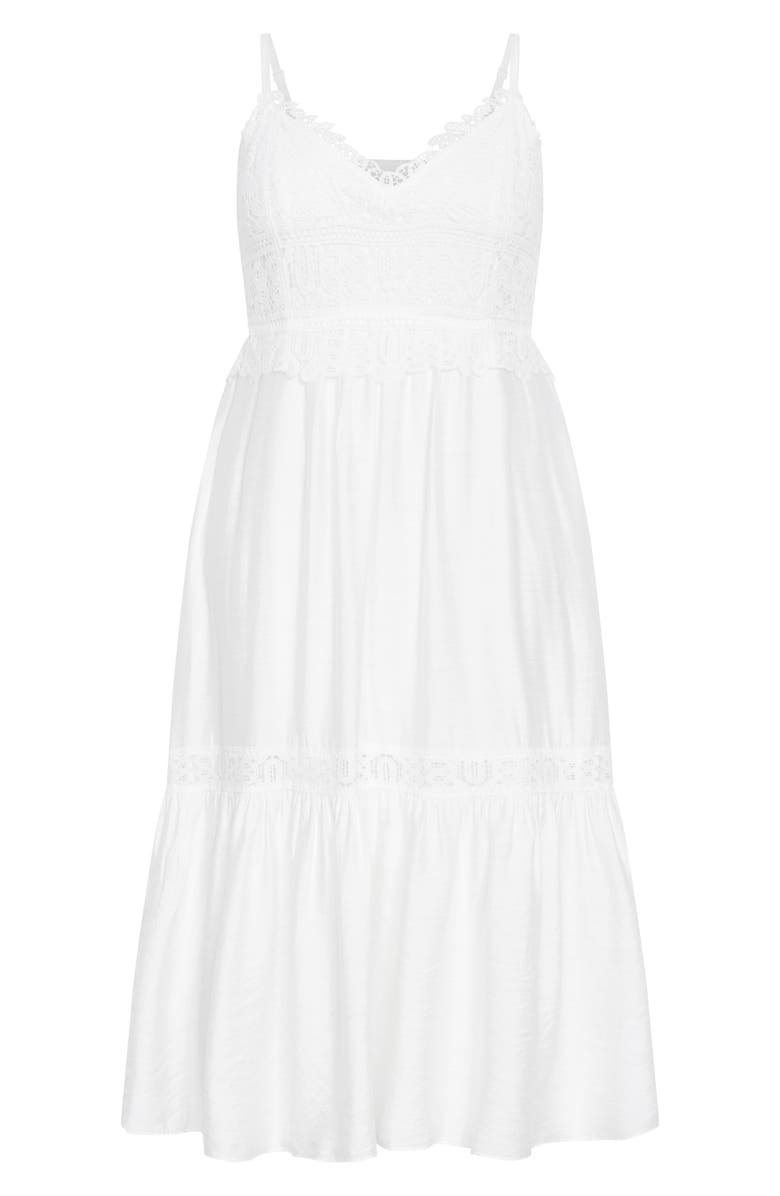 City Chic Brielle Lace Trim Maxi Sundress, Alternate, color, Ivory