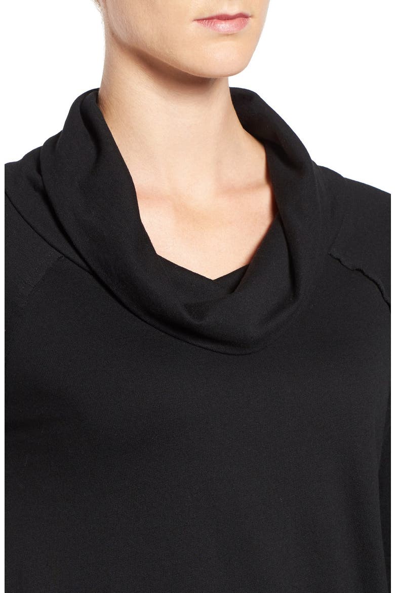 Cowl Neck Tunic Sweatshirt, Alternate, color, BLACK