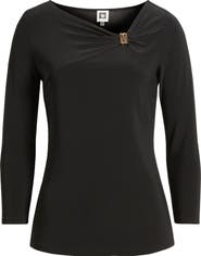 Anne Klein Gathered Asymmetric Neck Top