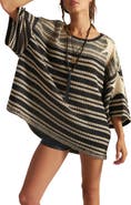 Free People Fun in the Sun Stripe Oversize Crochet T-Shirt