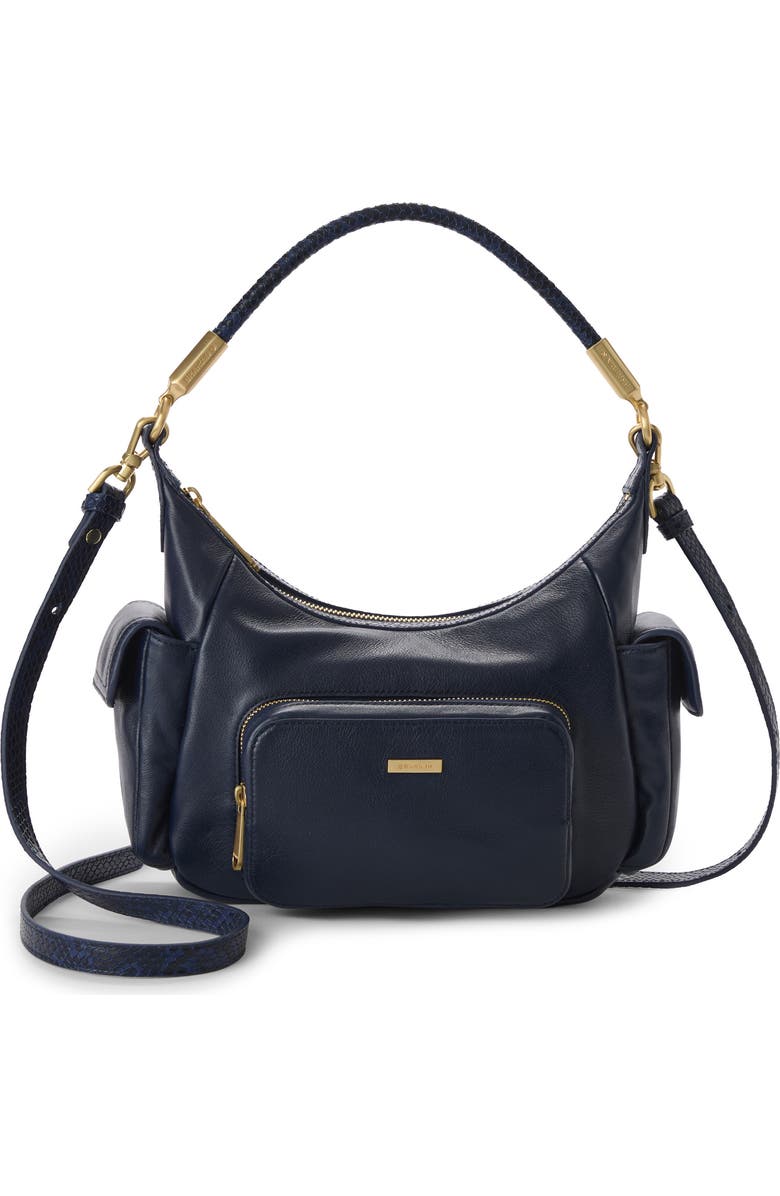 Brahmin Corinne Leather Shoulder Bag, Alternate, color, Navy