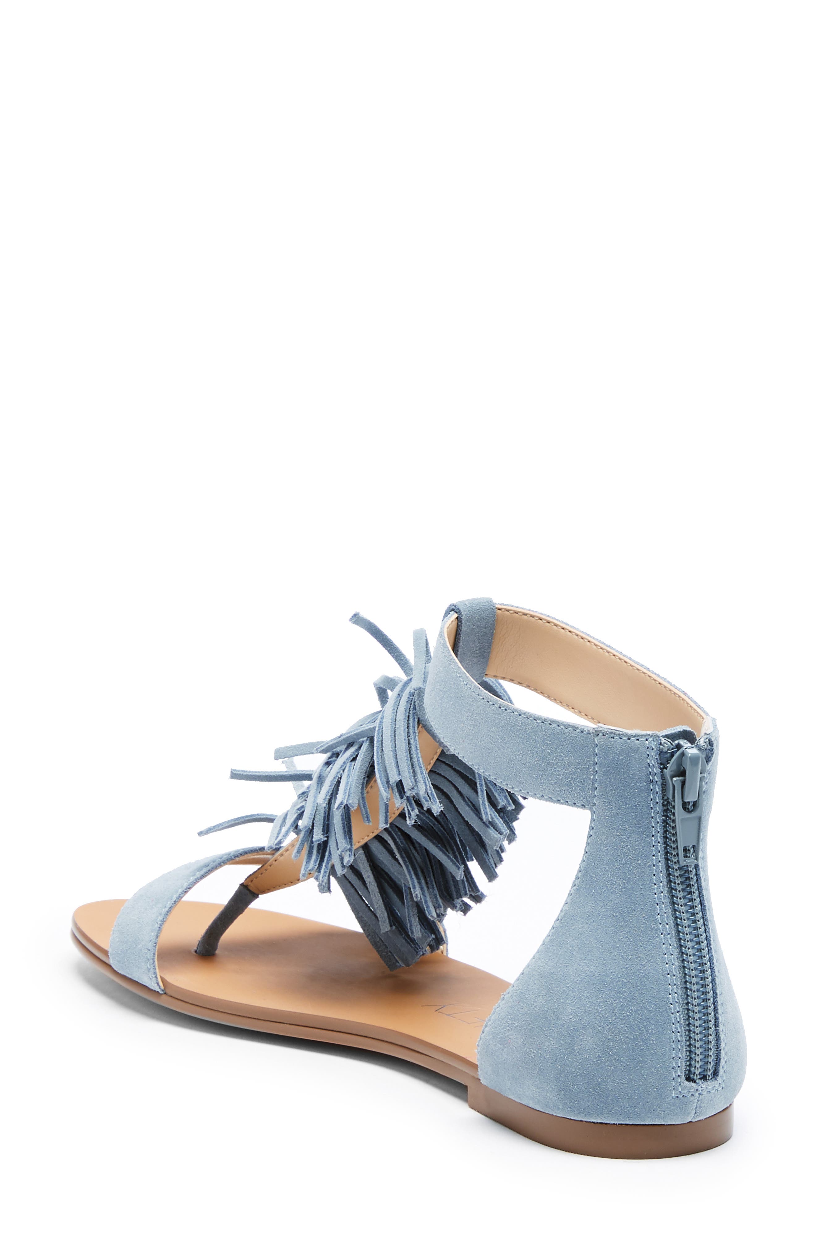 Koa Fringed T-Strap Sandal, Alternate, color, POWDER BLUE SUEDE