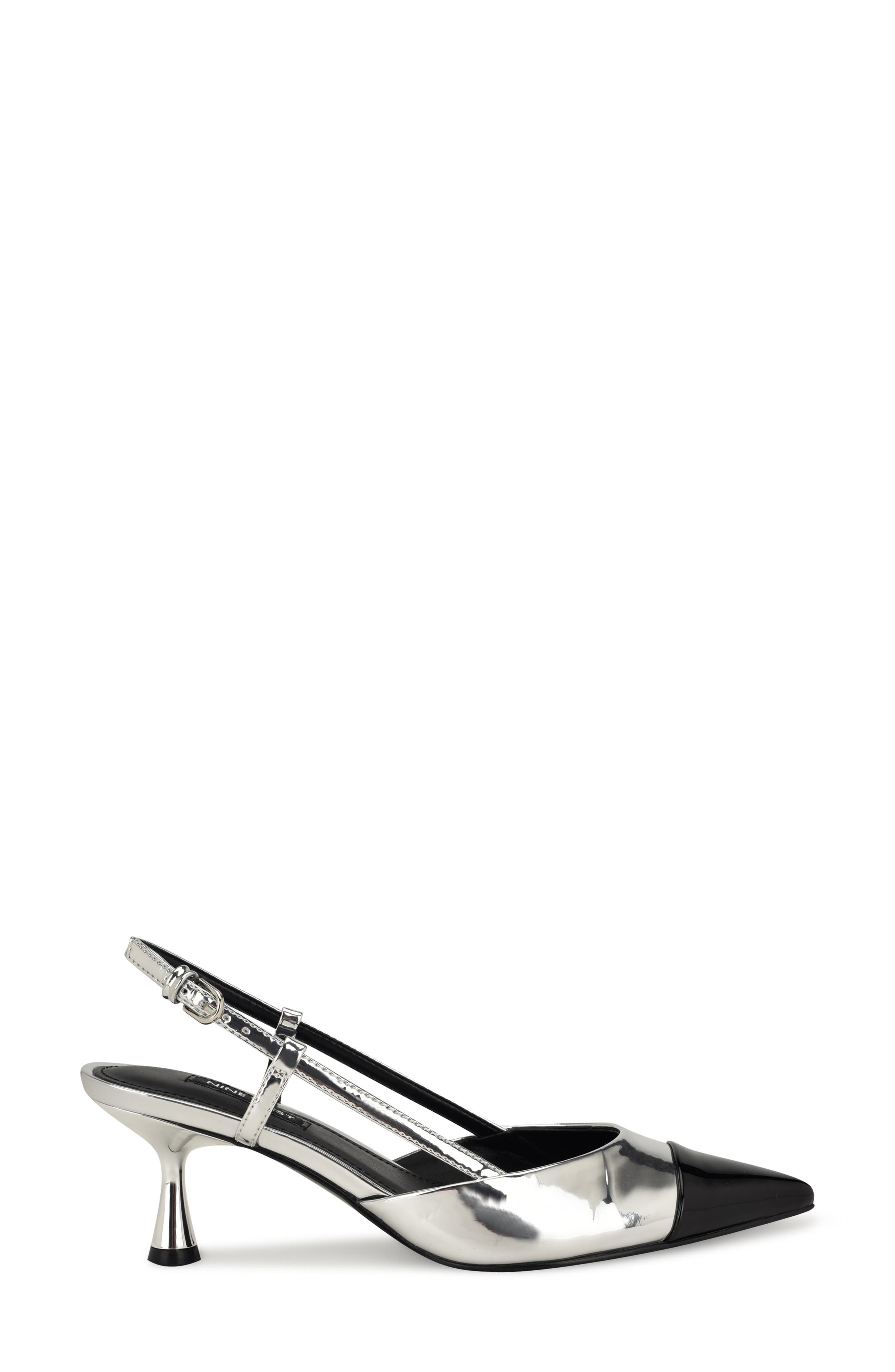 Nine West Rizzy Slingback Pointed Cap Toe Kitten Heel Pump, Alternate, color, 