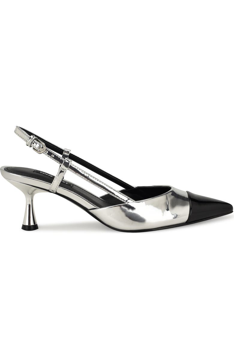 Nine West Rizzy Slingback Pointed Cap Toe Kitten Heel Pump, Alternate, color,