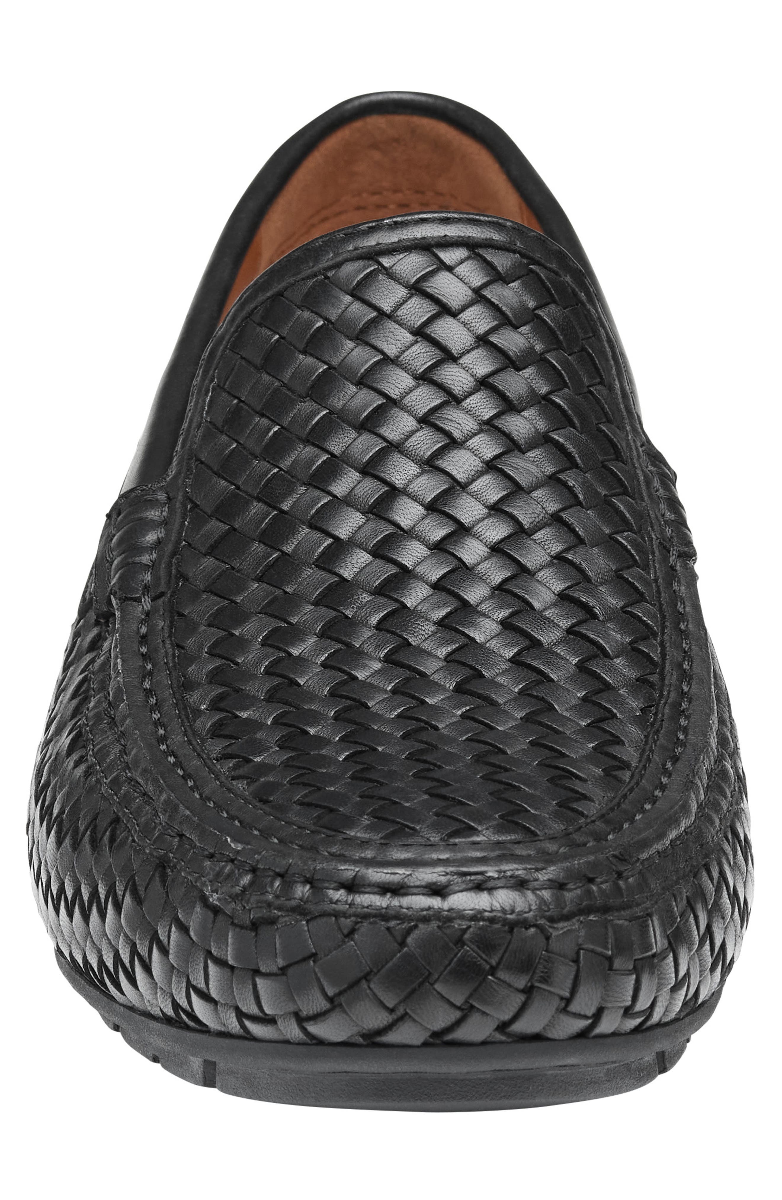 Johnston & Murphy Baldwin Woven Moc Toe Driving Shoe, Alternate, color, Black Sheepskin