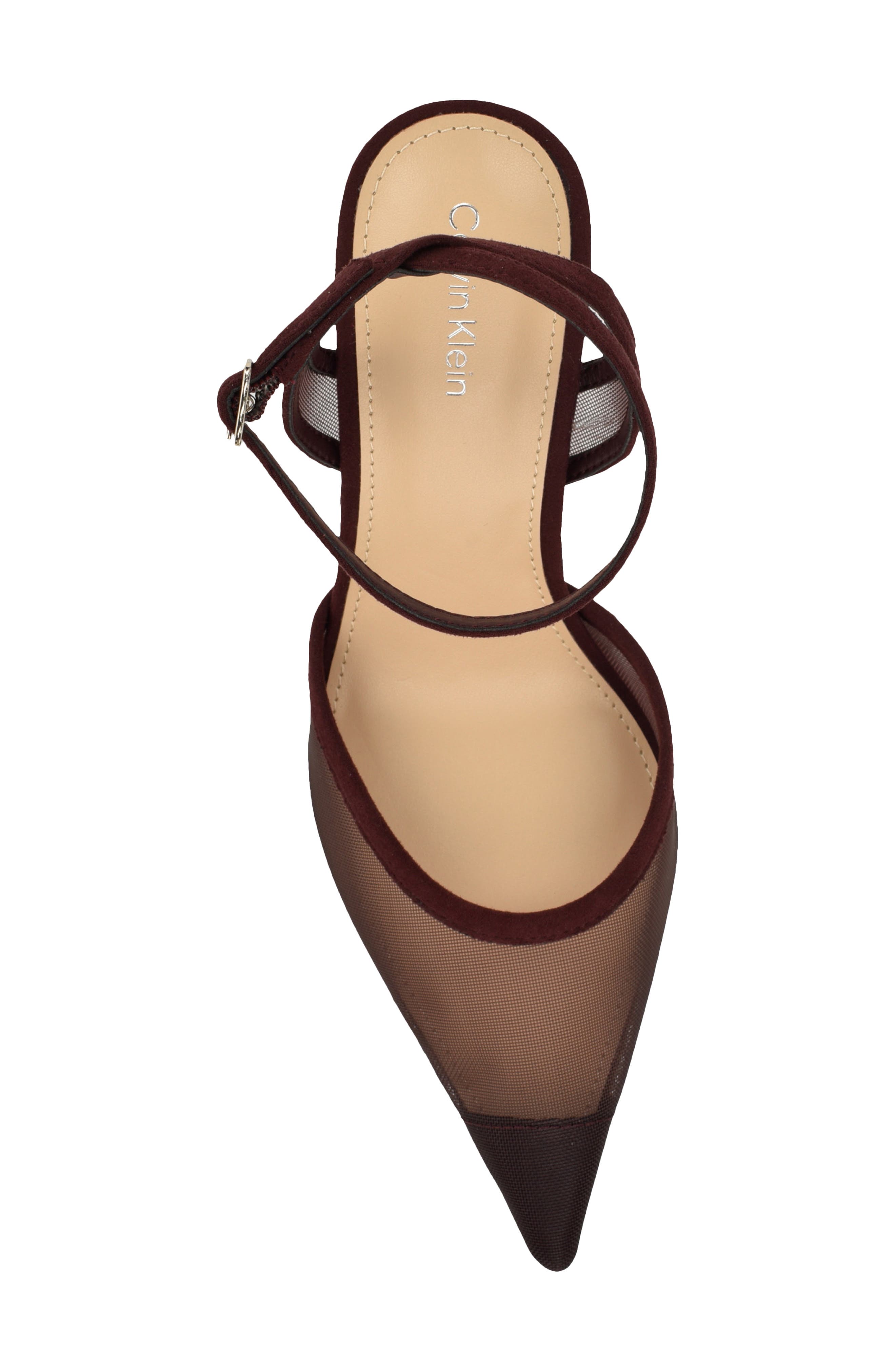 Ozala Ankle Strap Pump, Alternate, color, DARK RED MESH