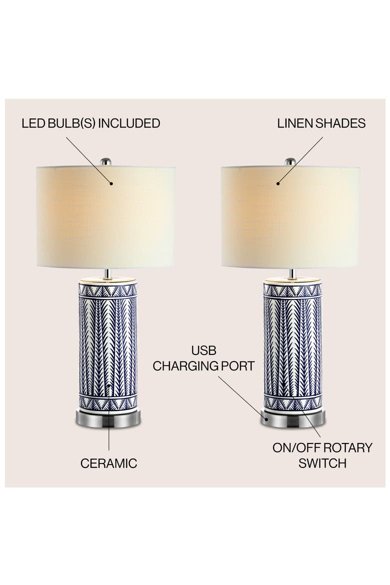 Sulka 27" Ceramic/Iron Contemporary USB Charging LED Table Lamp, Navy/Chrome, Alternate, color, Navy