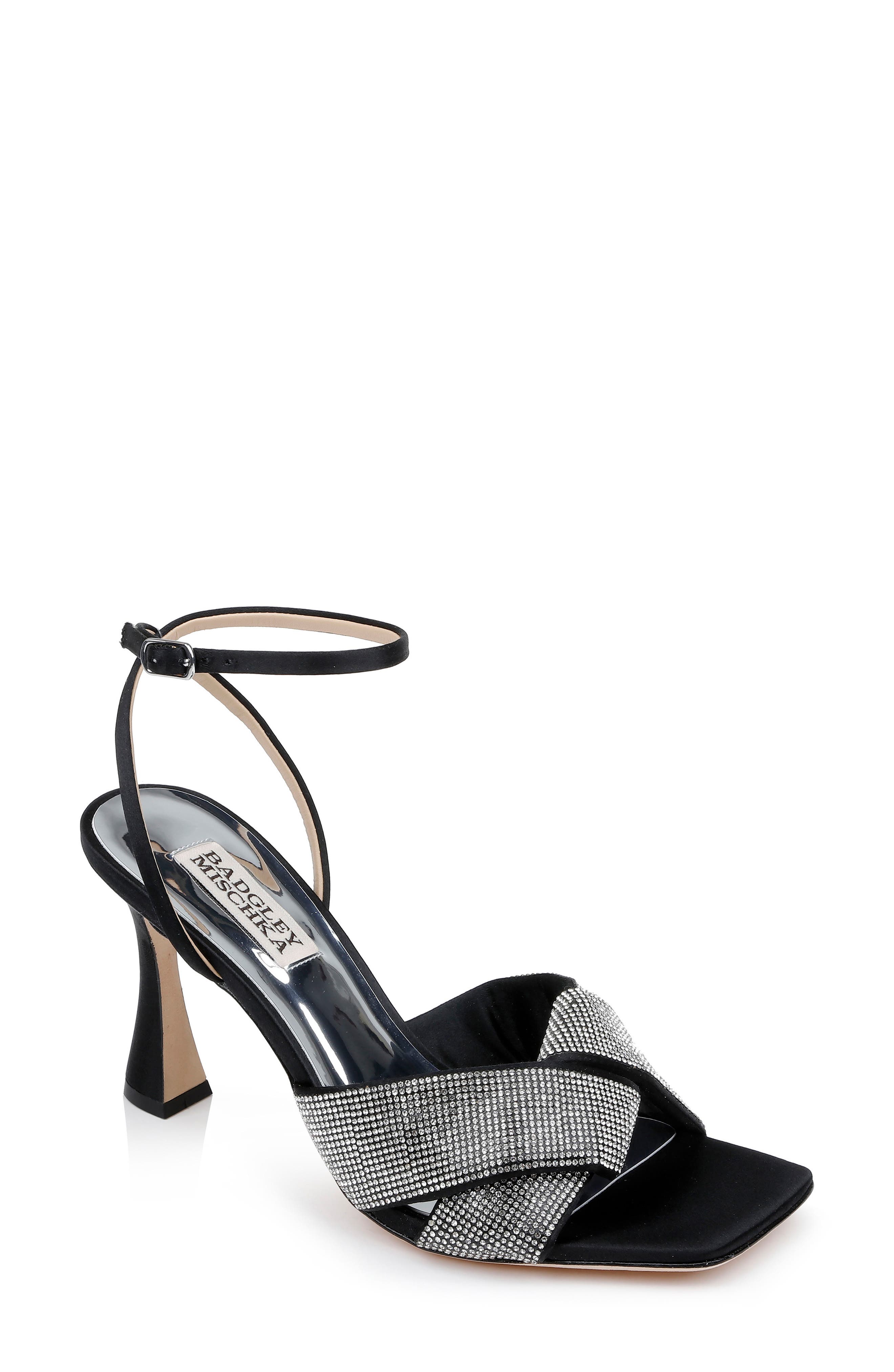 Brinlee Ankle Strap Sandal, Main, color, BLACK SATIN