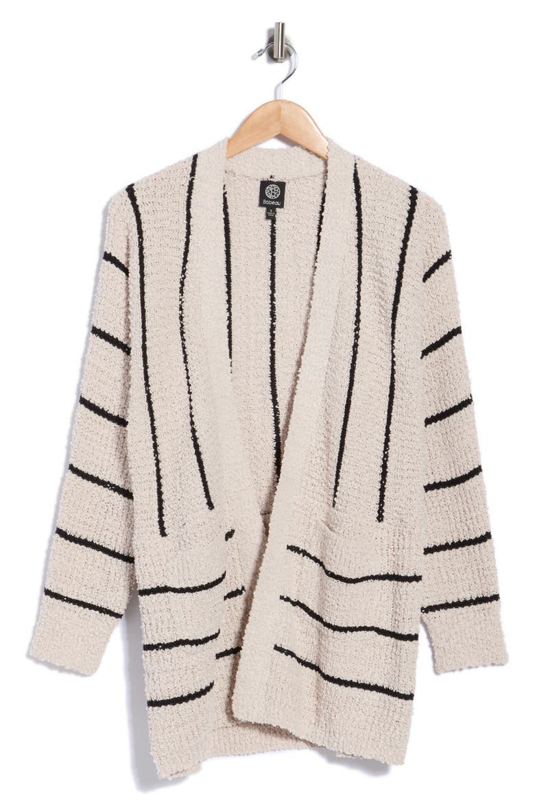 Long Bouclè Cardigan, Main, color, CREAM BLACK