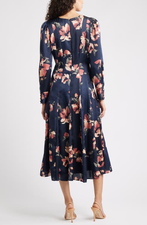 Chelsea28 Long Sleeve Satin Midi Dress In Blue