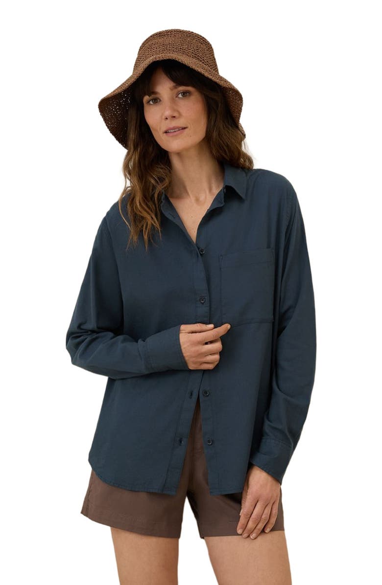 Pact Organic Cotton Sunset Lightweight Cotton Classic Shirt, Alternate, color, Midnight Blue
