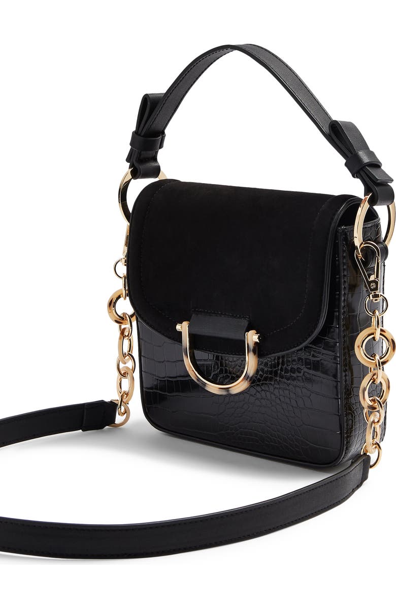 Topshop Carrie Croc Shoulder Bag, Alternate, color,
