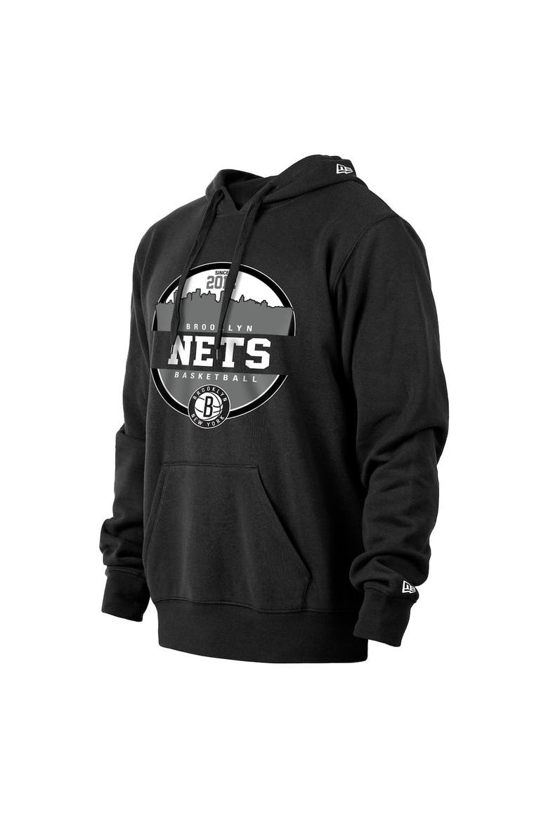 Men's New Era Black Brooklyn Nets Localized Pullover Hoodie, Alternate, color, Black