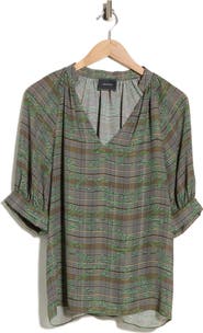 Longchamp V-Neck Top with Banded Cuffs