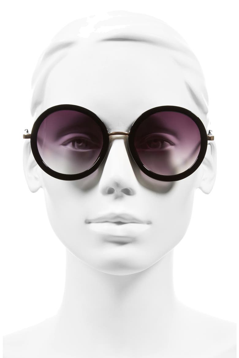 'Catalina' 52mm Round Sunglasses, Alternate, color, BLACK/ BLACK