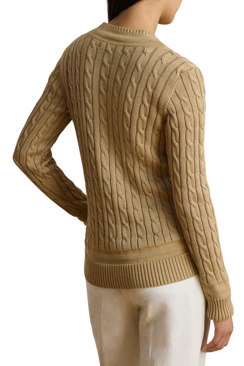 Cable Stitch V-Neck Sweater, Alternate, color, BEIGE