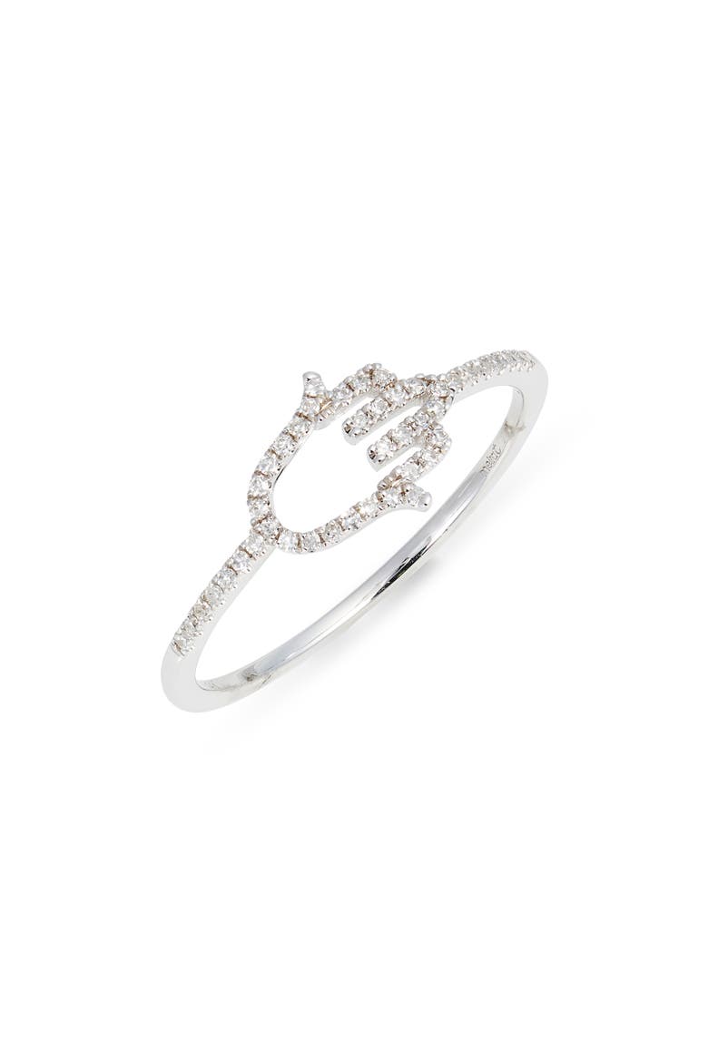 Pavé Diamond Hamsa Ring, Main, color, WHITE