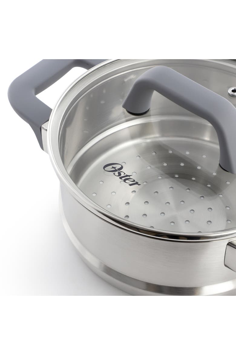 3 Piece 2.9 Quart Stainless Steel Steamer Set with Lid, Alternate, color, Silver