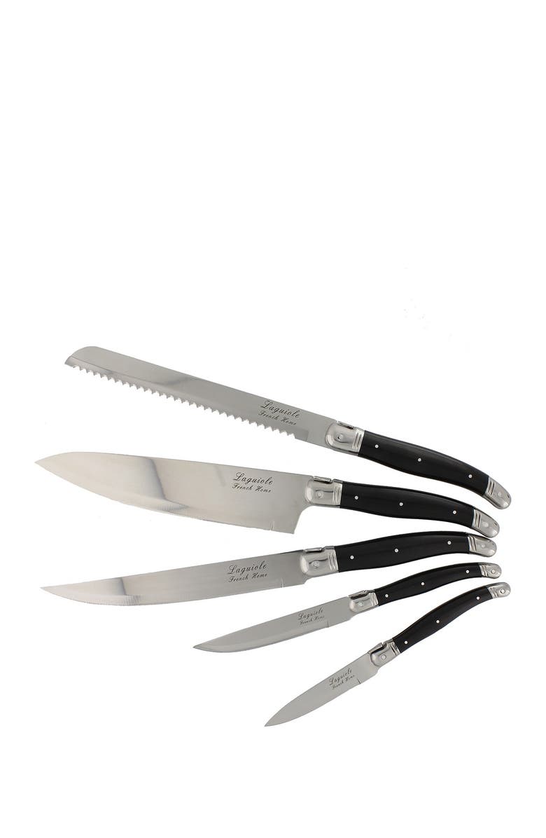 FRENCH HOME 5-Piece Laguiole Kitchen Knife Set, Alternate, color, Black