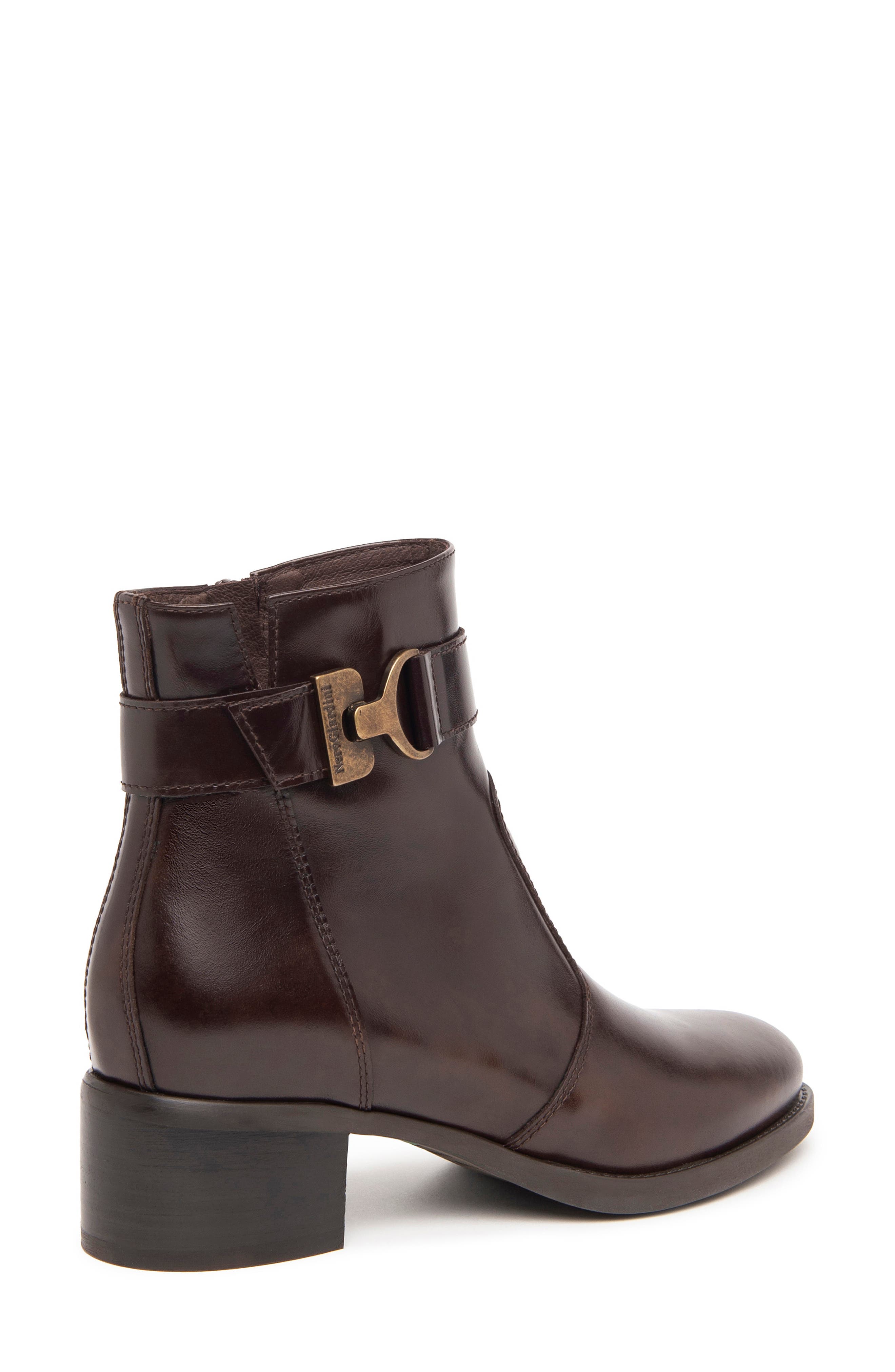 NeroGiardini Ankle Strap Bootie, Alternate, color, Dark Brown