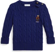 Ralph Lauren Polo Bear Embroidered Cable Knit Cotton Sweater