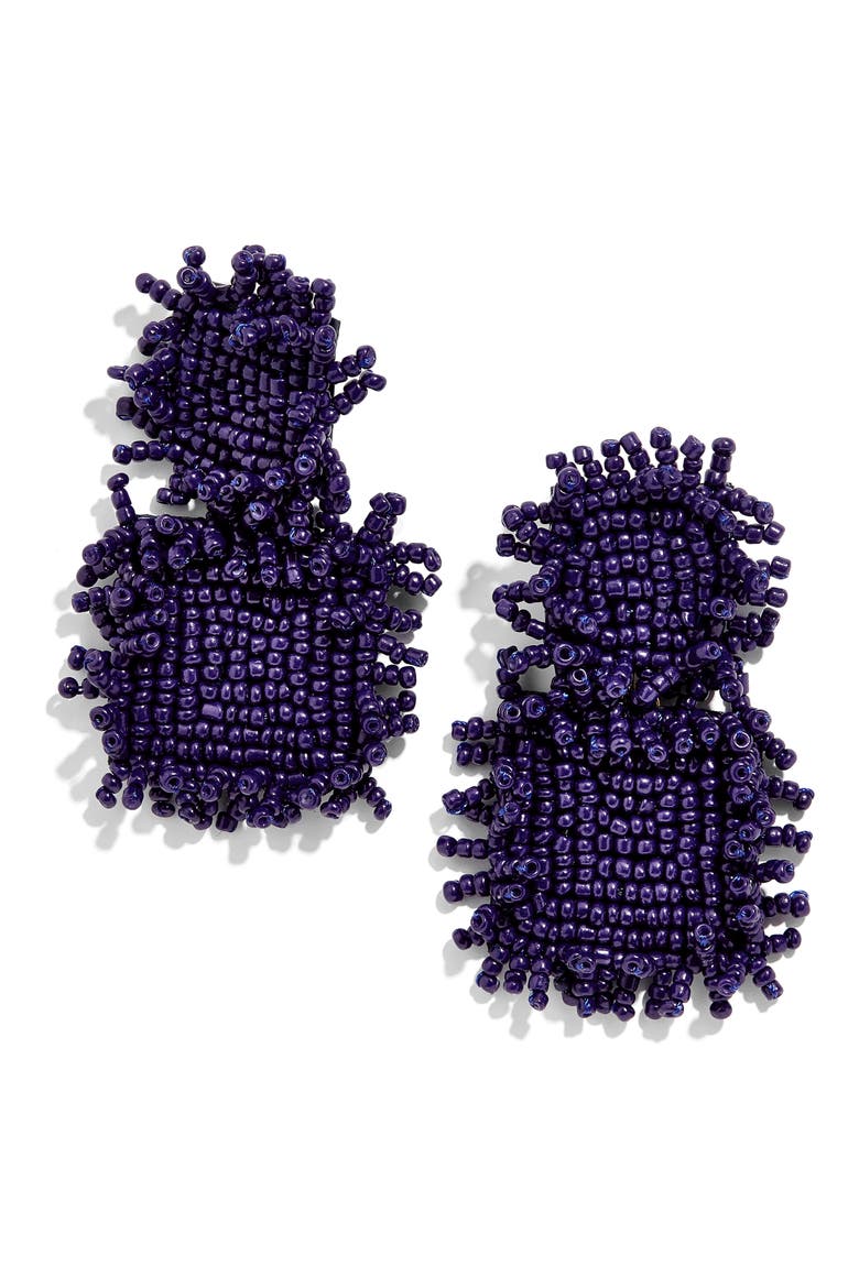 Mini Rianne Beaded Drop Earrings, Main, color, NAVY