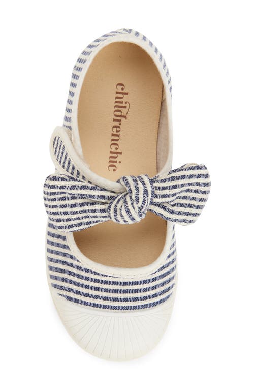 Childrenchic Sofia Mary Jane Flat In Navy Stripes