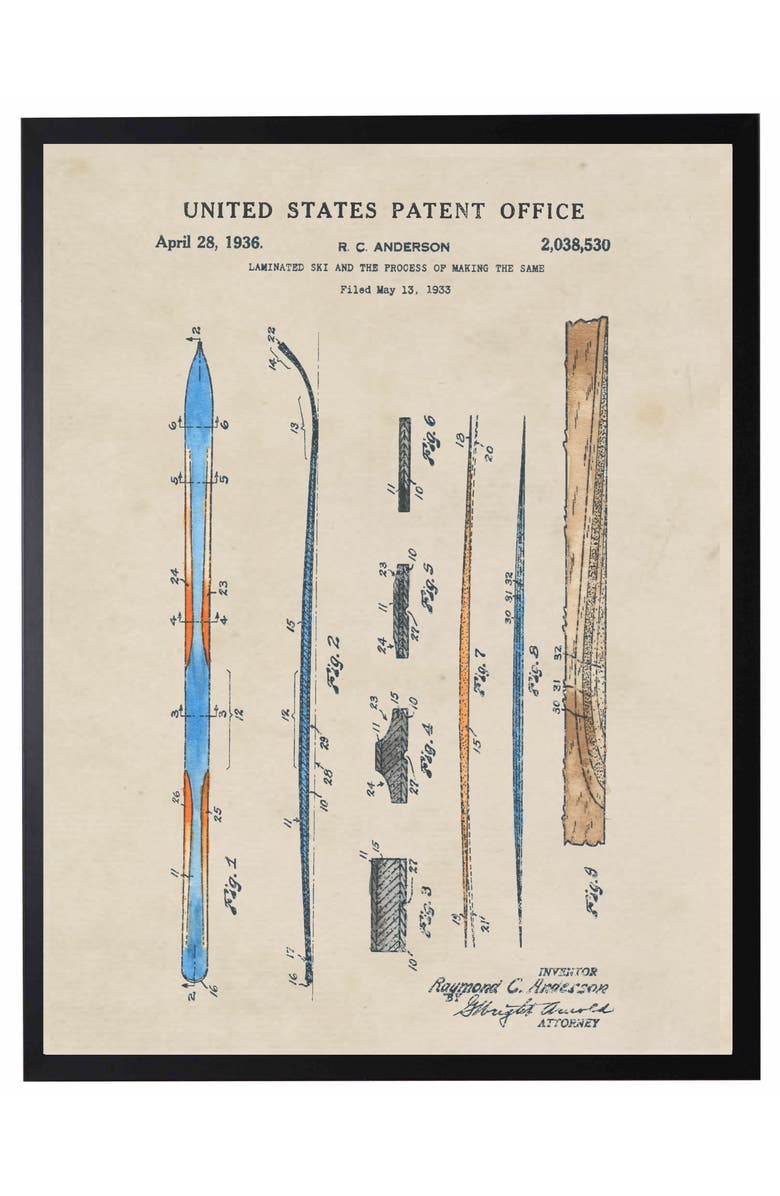 Antique Curiosities Ski Patent in Black Frame, Main, color, NO COLOR