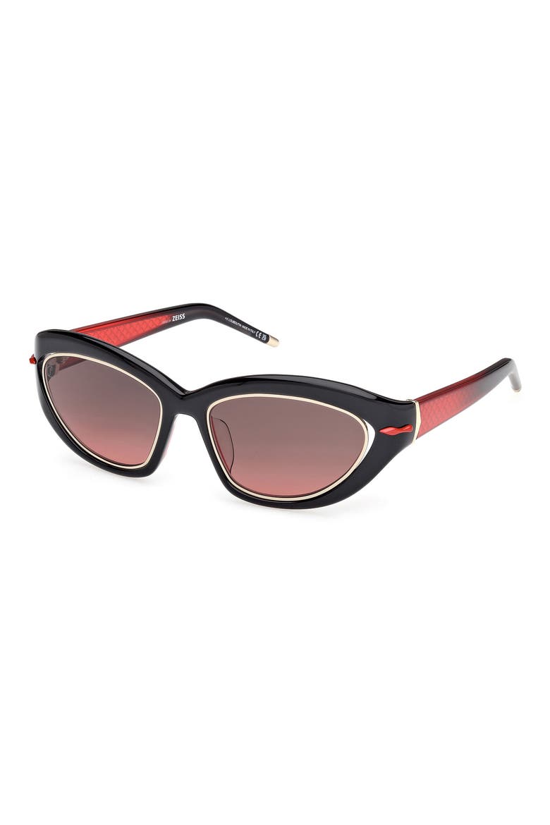 So Kate 55mm Gradient Cat Eye Sunglasses, Alternate, color, BLACK / RED / ZEISS RED