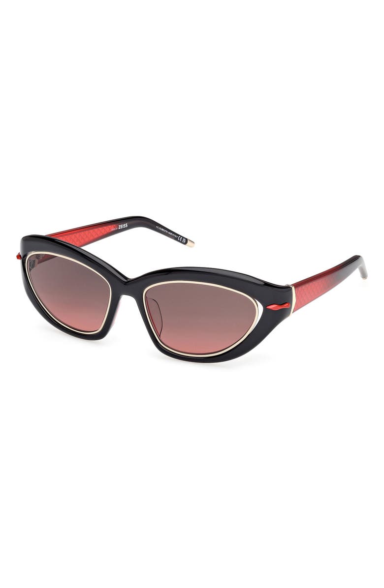 Christian Louboutin So Kate 55mm Gradient Cat Eye Sunglasses, Alternate, color, Black / Red / Zeiss Red
