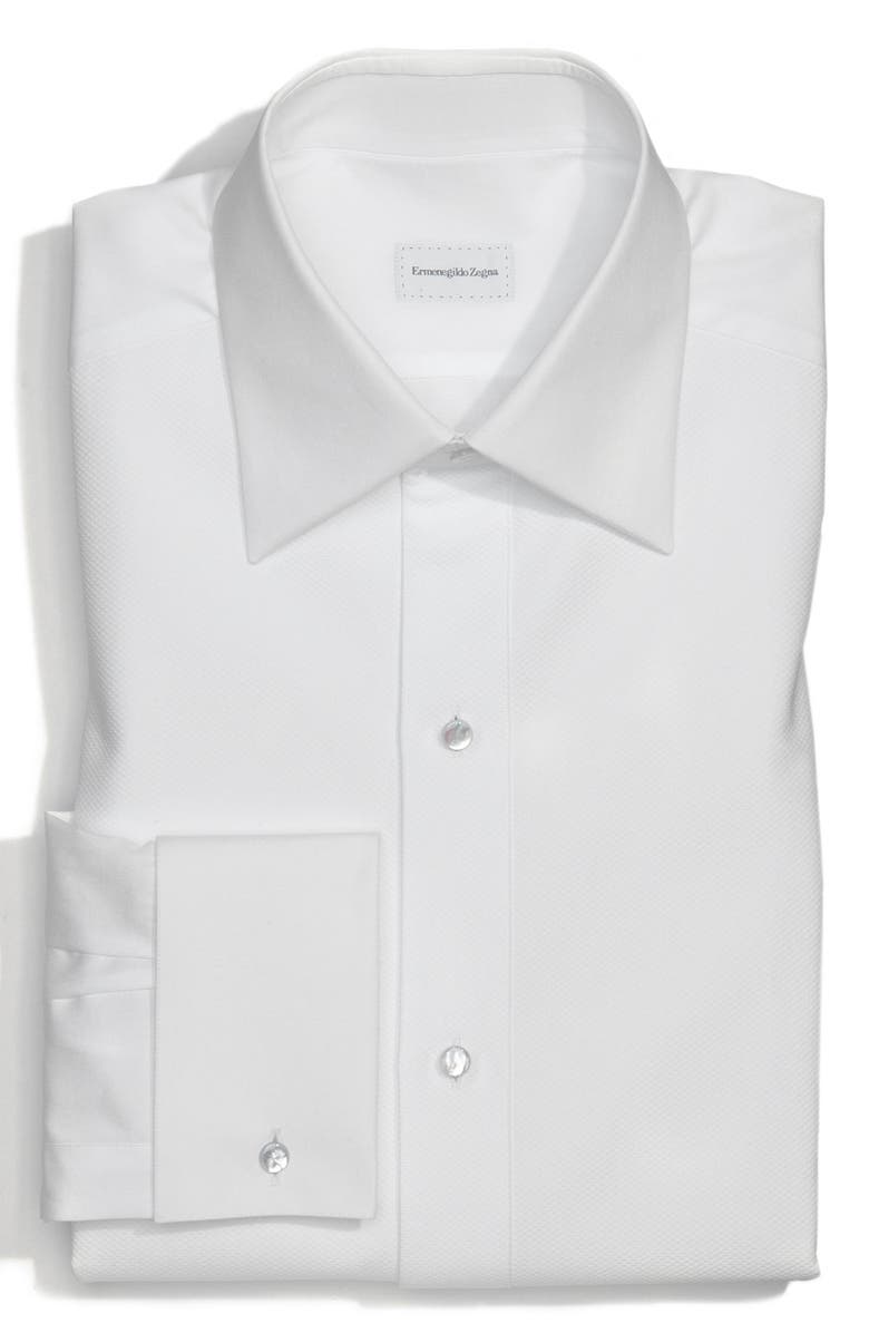 ZEGNA Regular Fit Tuxedo Shirt, Main, color, White