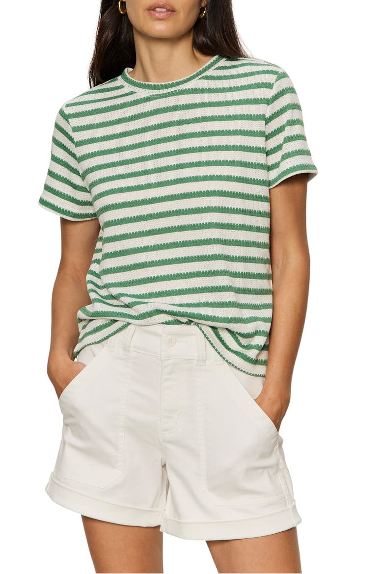 Perfect Texture Stripe Tee, Main, color, GREEN JUICE/ WHITE