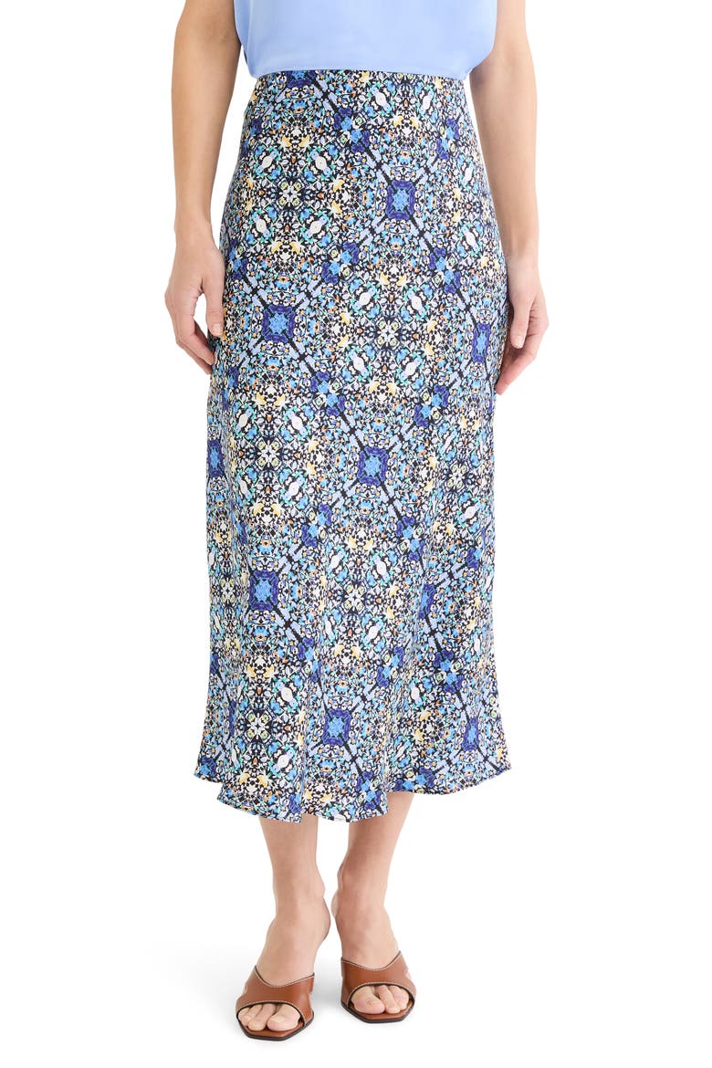 Filigree Tile Slip Skirt, Main, color, BLUE MULTI