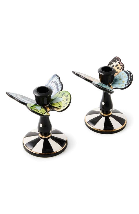 Butterfly Toile Set of 2 Candleholders