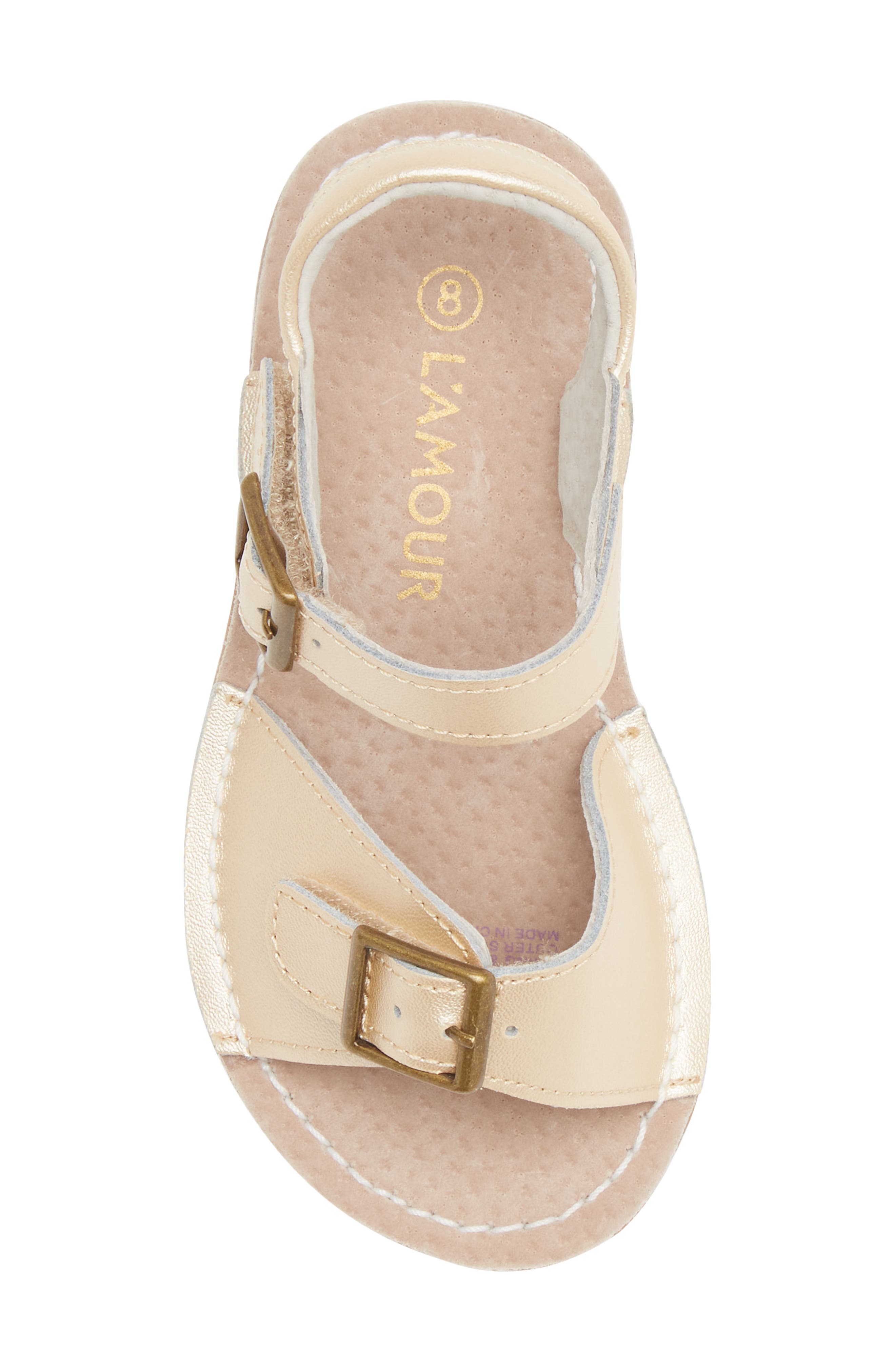 L'AMOUR Kids' Olivia Buckle Sandal, Alternate, color, Champagne