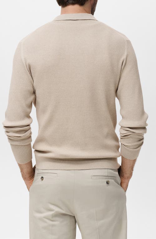 Mango Johnny Collar Rib Polo Sweater In Nude