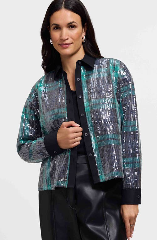 Foxcroft Marina Sequin Button-up Shirt In Multi