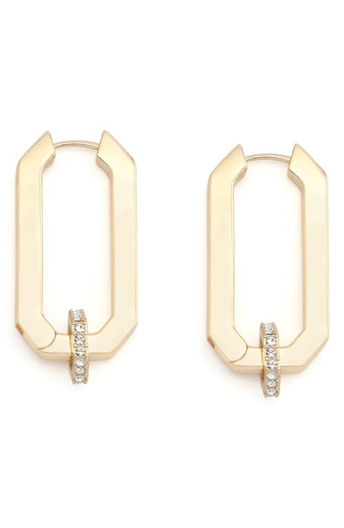 Allsaints Crystal Hexagon Huggie Hoop Earrings In Gold