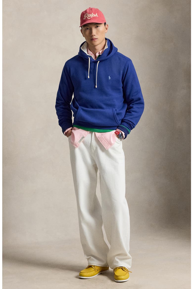 Polo Fleece Hoodie, Alternate, color, BLUE