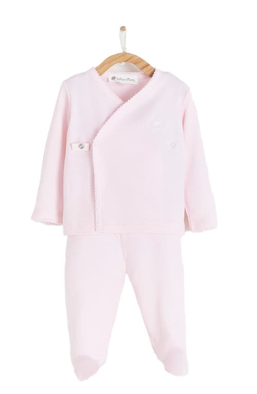 Shop Babycottons Logo Kimono & Pants Set In Pink