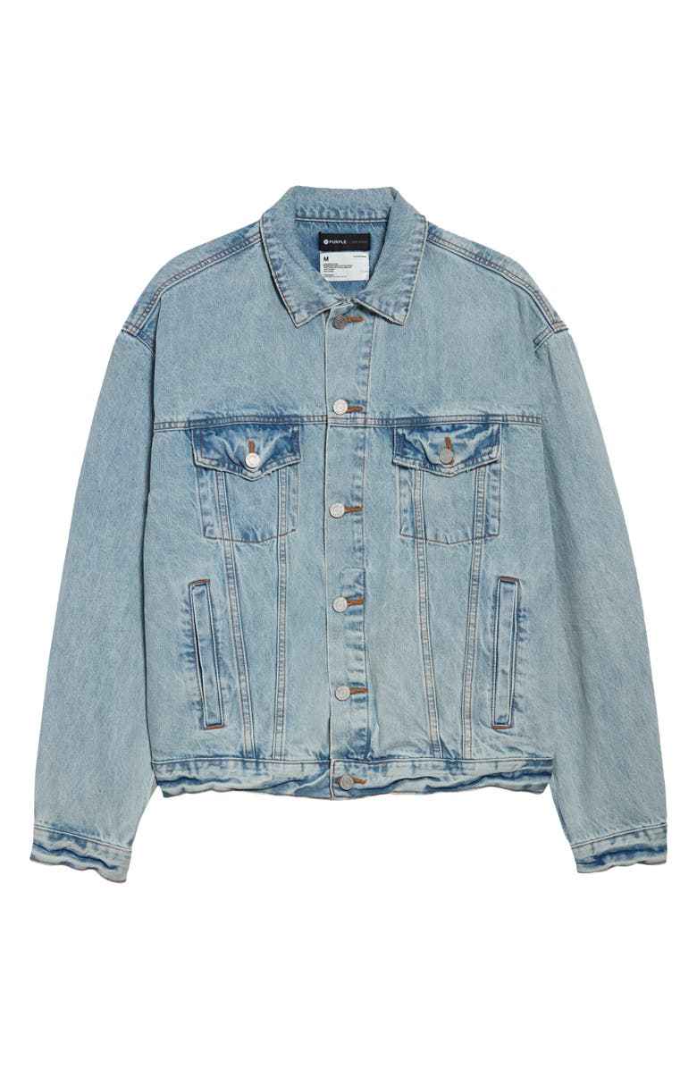 PURPLE BRAND Embroidered Cotton Denim Trucker Jacket, Alternate, color,