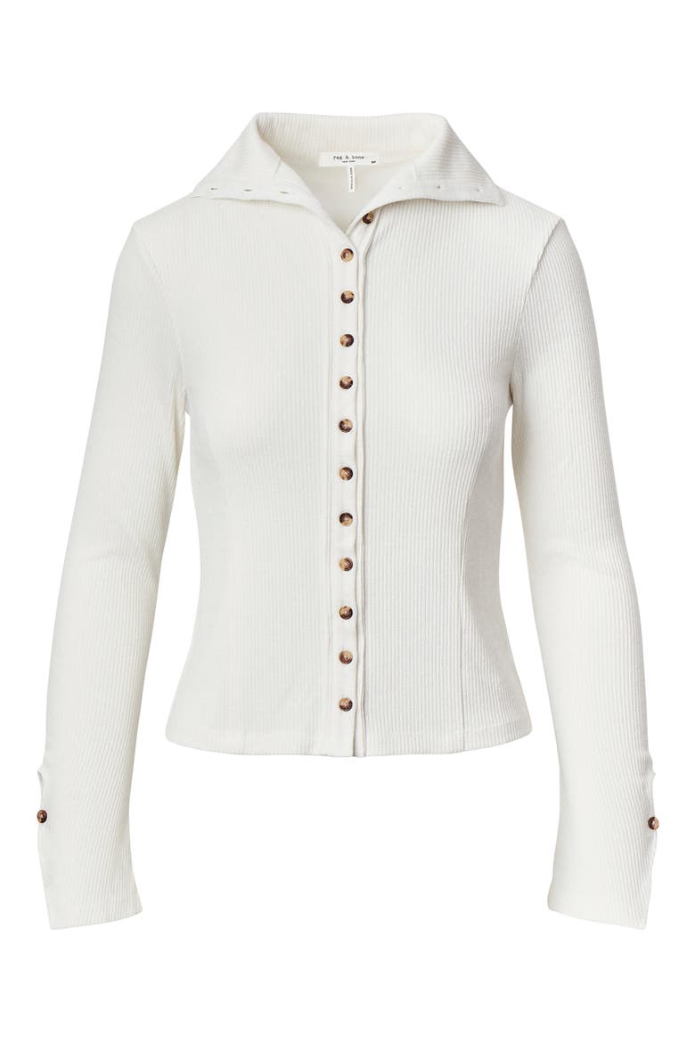 Rib Button-Up Cardigan, Alternate, color, IVORY