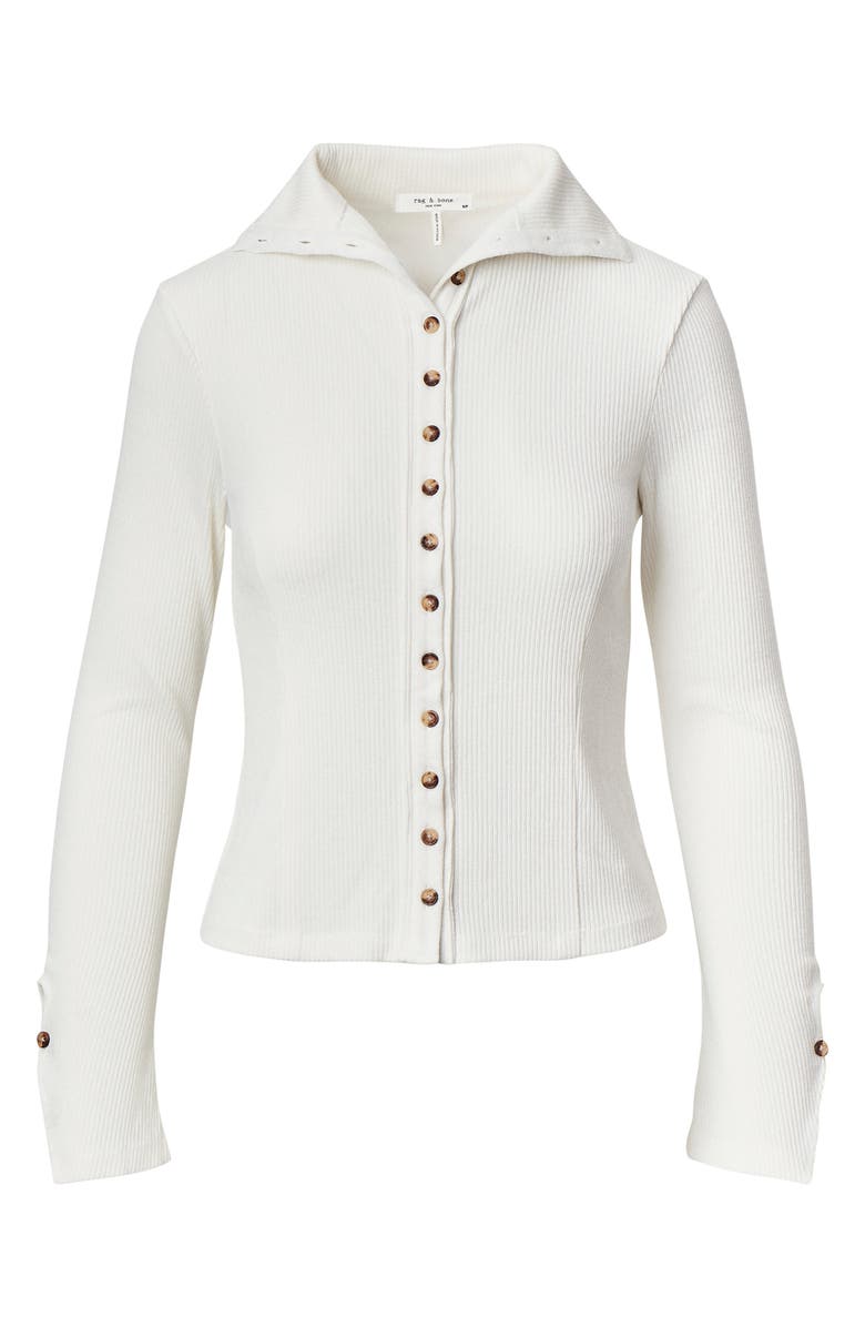 rag & bone/JEAN Rib Button-Up Cardigan, Alternate, color, Ivory