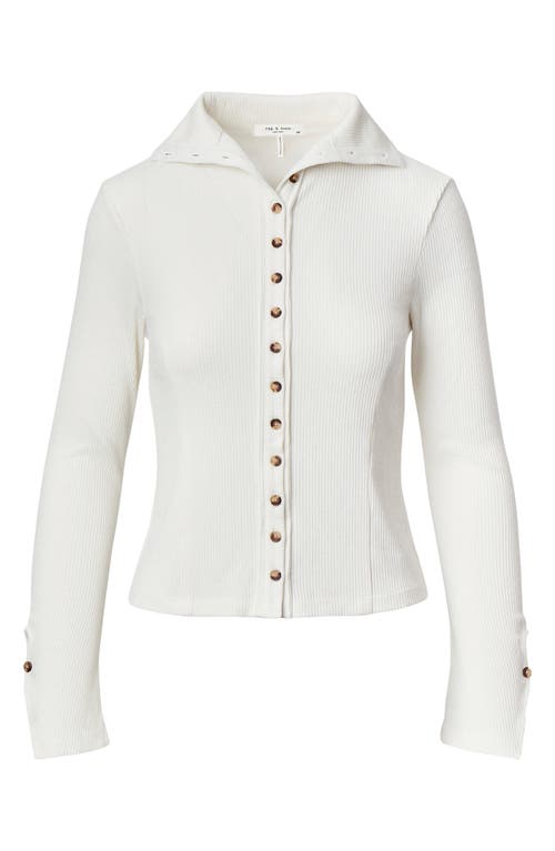 Rag & Bone /jean Rib Button-up Cardigan In White