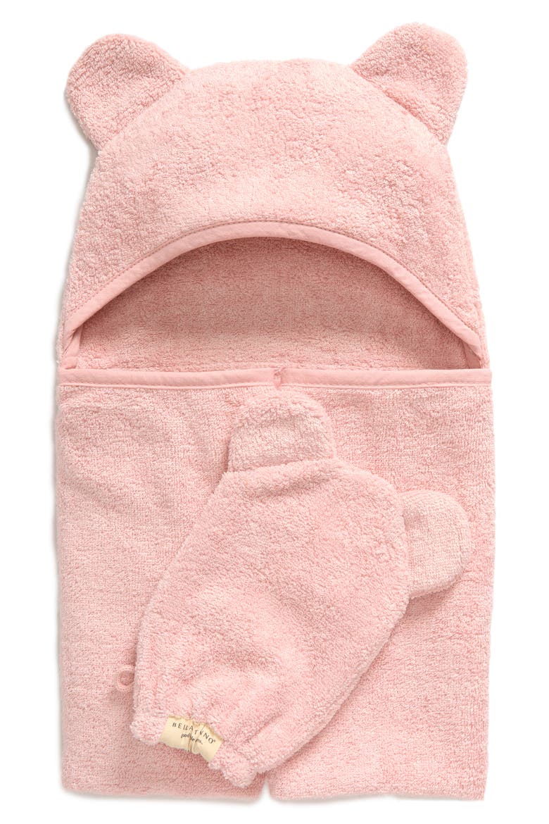 Hooded Towel & Washing Mitt Set, Main, color, BLUSH