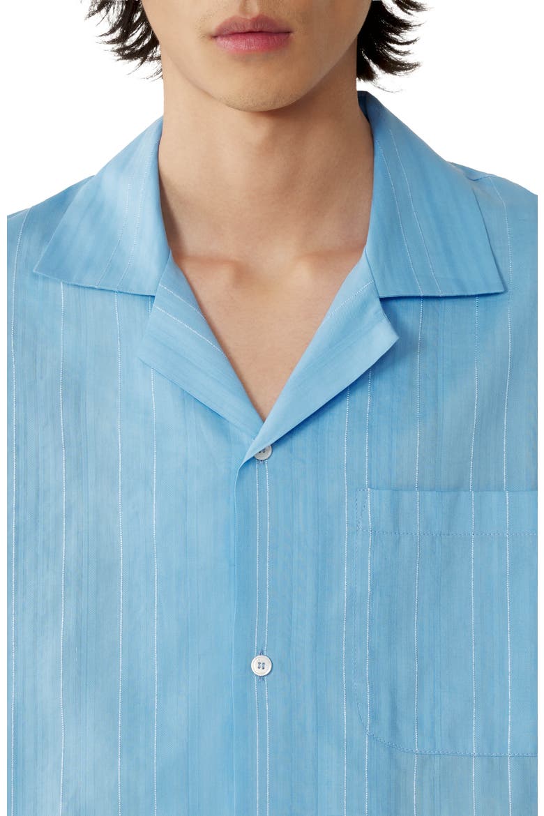 Textured Shirt In Cotton And Silk, Alternate, color, Periwinkle
